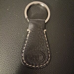 Vintage Dooney & Bourke Dark Brown Leather Logo Hangtag Key Chain Ring FOB